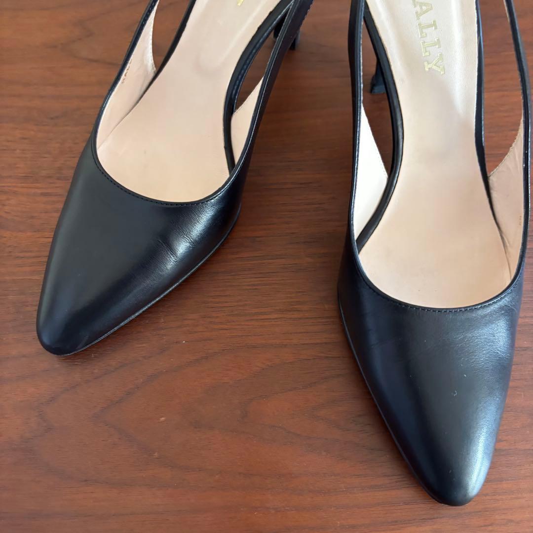 BALLY バリー 本革 スリングバック黒 36EU ポインテッドトゥ