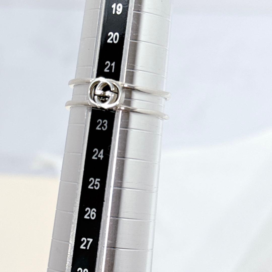 表記23 GUCCI インターロッキングG オープンバンドリング　スリム　メンズ