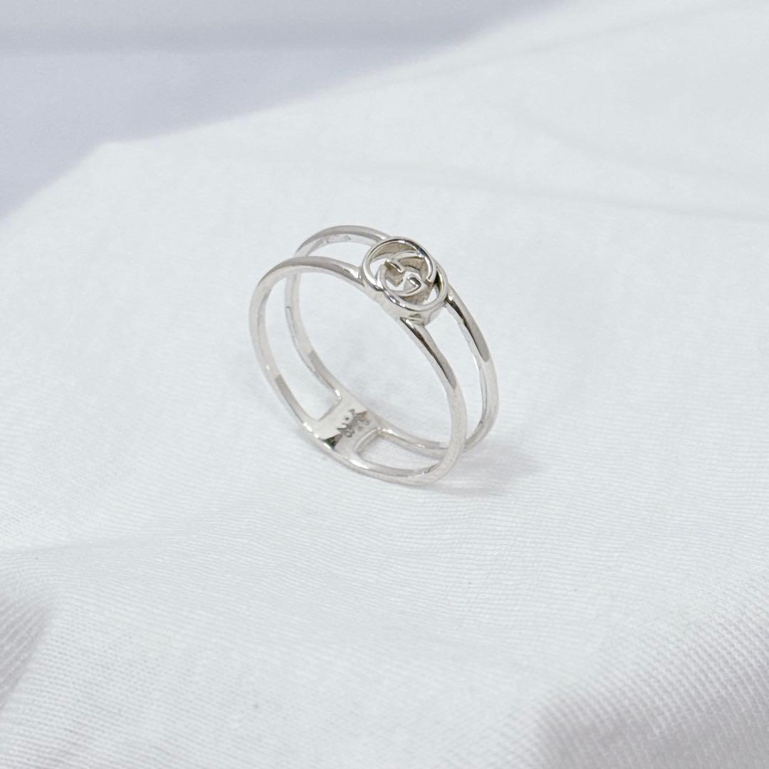 表記23 GUCCI インターロッキングG オープンバンドリング　スリム　メンズ