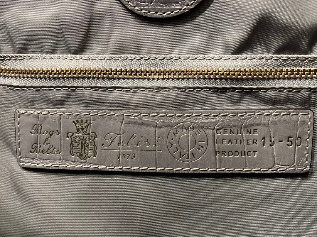 Felisi フェリージ 15/50 クロコ型押し レザー トートバッグ グレー