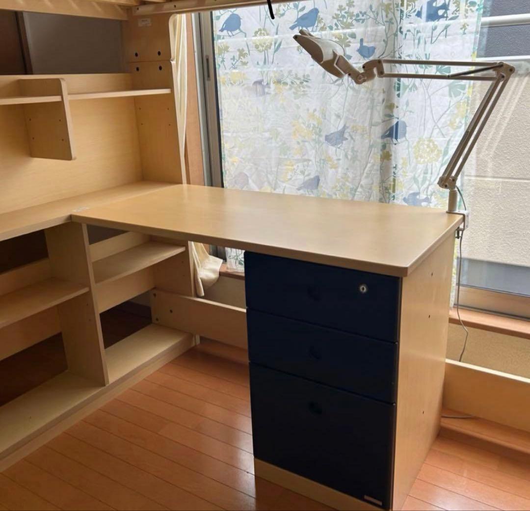 ロフトベッド デスク付き システムベッド　ネイビー　コイズミ学習デスク　椅子付き