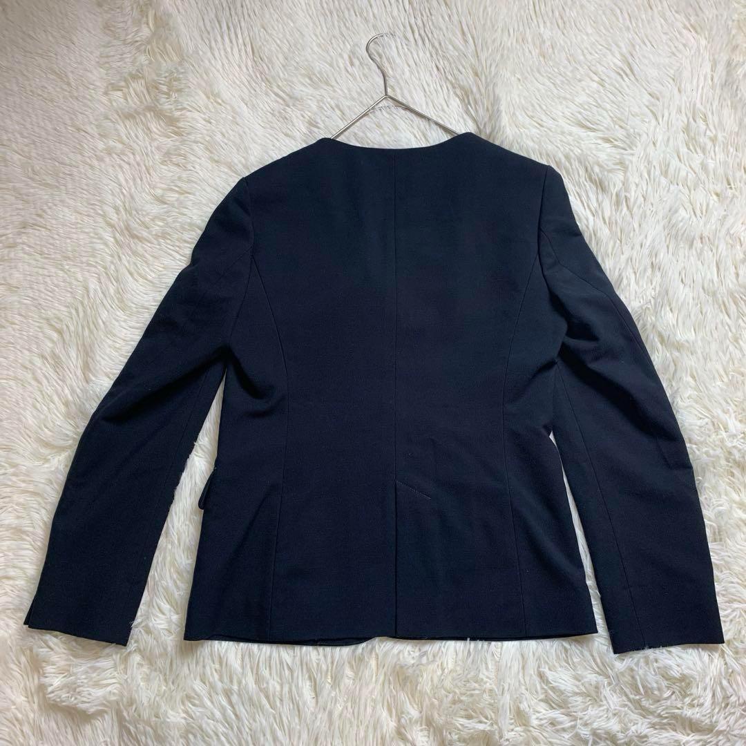 グリーンレーベルリラクシング パンツスーツ ノーカラー ダークネイビー L M紺