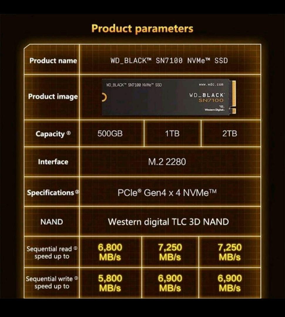 内蔵型SSD WD_BLACK SN7100 NVMe SSD M.2 2280 /1TB