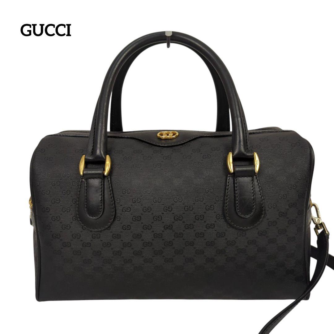 【良品】GUCCI マイクロ グッチ GG柄 ミニ ボストンバッグ ハンドバッグ
