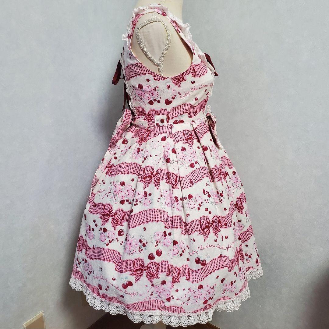 BABY, スウィートギンガムボーダーリボンリボンJSK KC セット オフ白