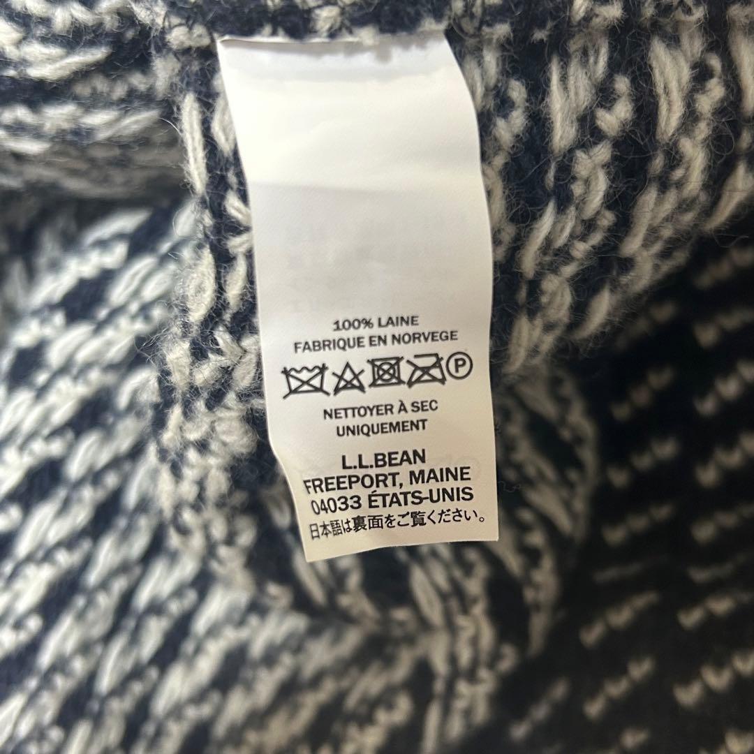 【美品　ノルウェー製】L.L.BEAN バーズアイ　ニット　ネイビー　Lサイズ