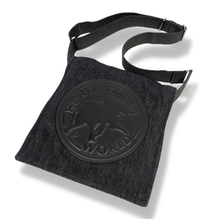 ハンティングワールド デニム ショルダーバッグ デカロゴ メッセンジャーバック