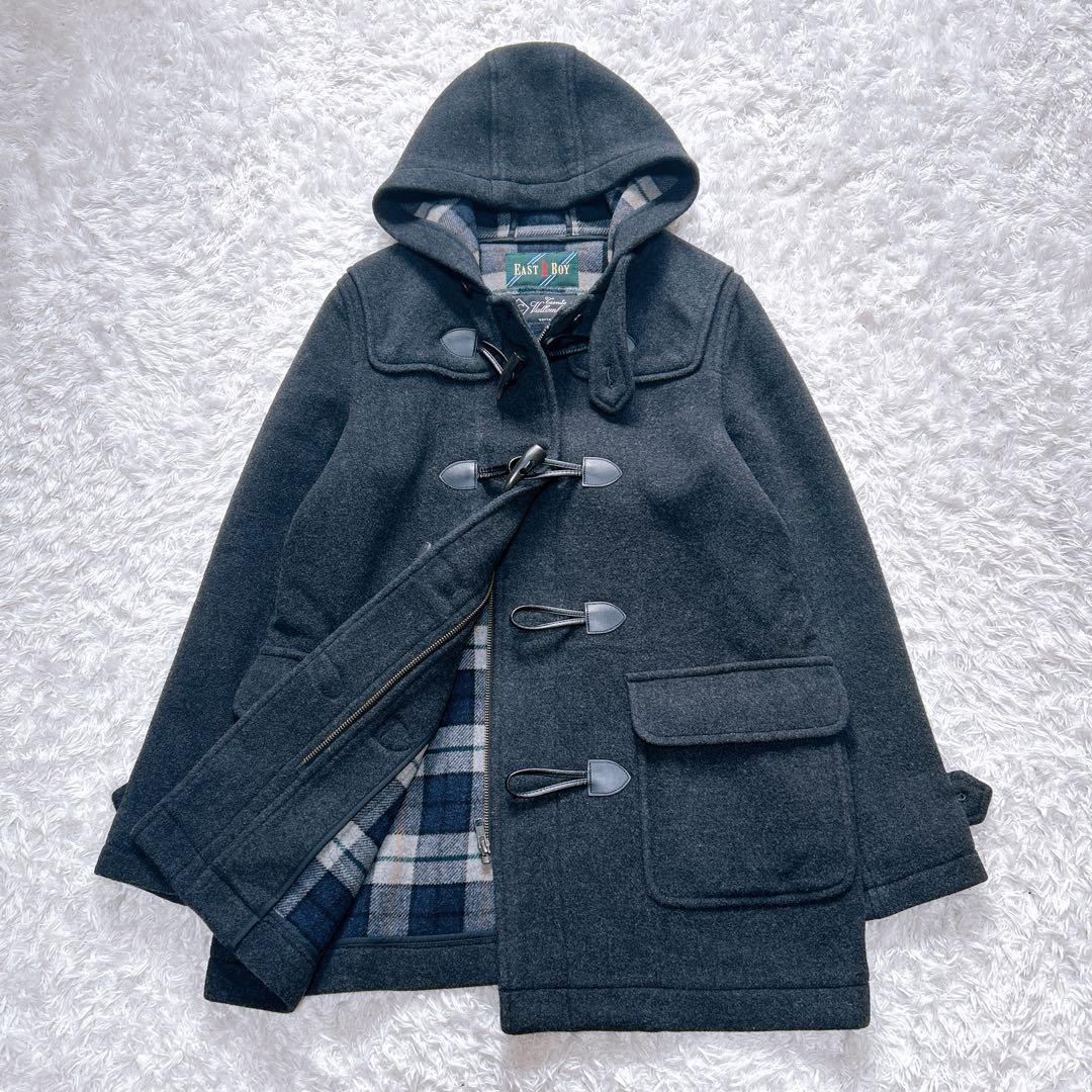 イーストボーイ ダッフルコート イタリア製生地 裏地チェック　スクールコート