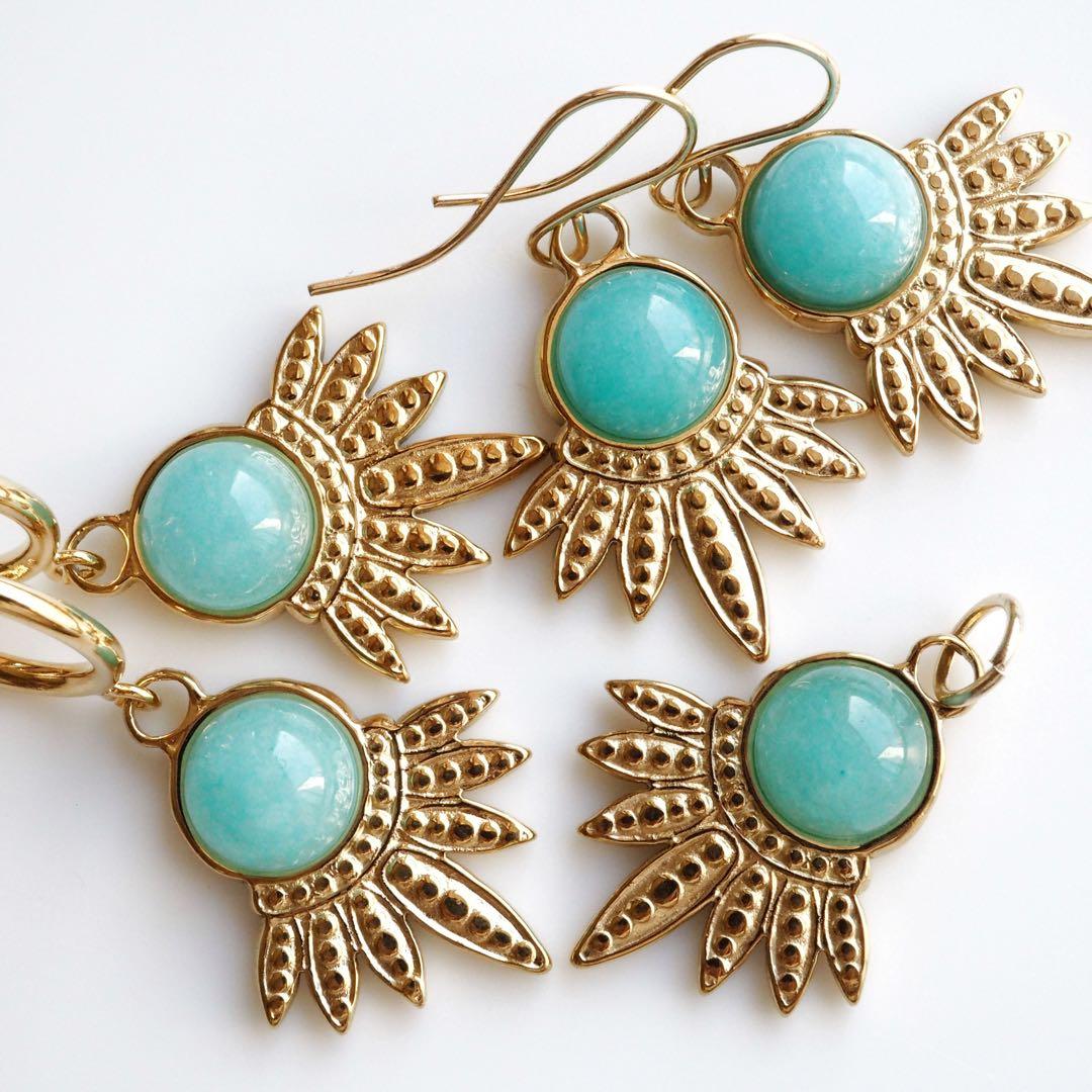 【❄︎ミント❄︎】アマゾナイトのデザインピアス