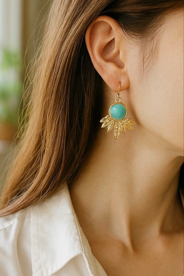 【❄︎ミント❄︎】アマゾナイトのデザインピアス