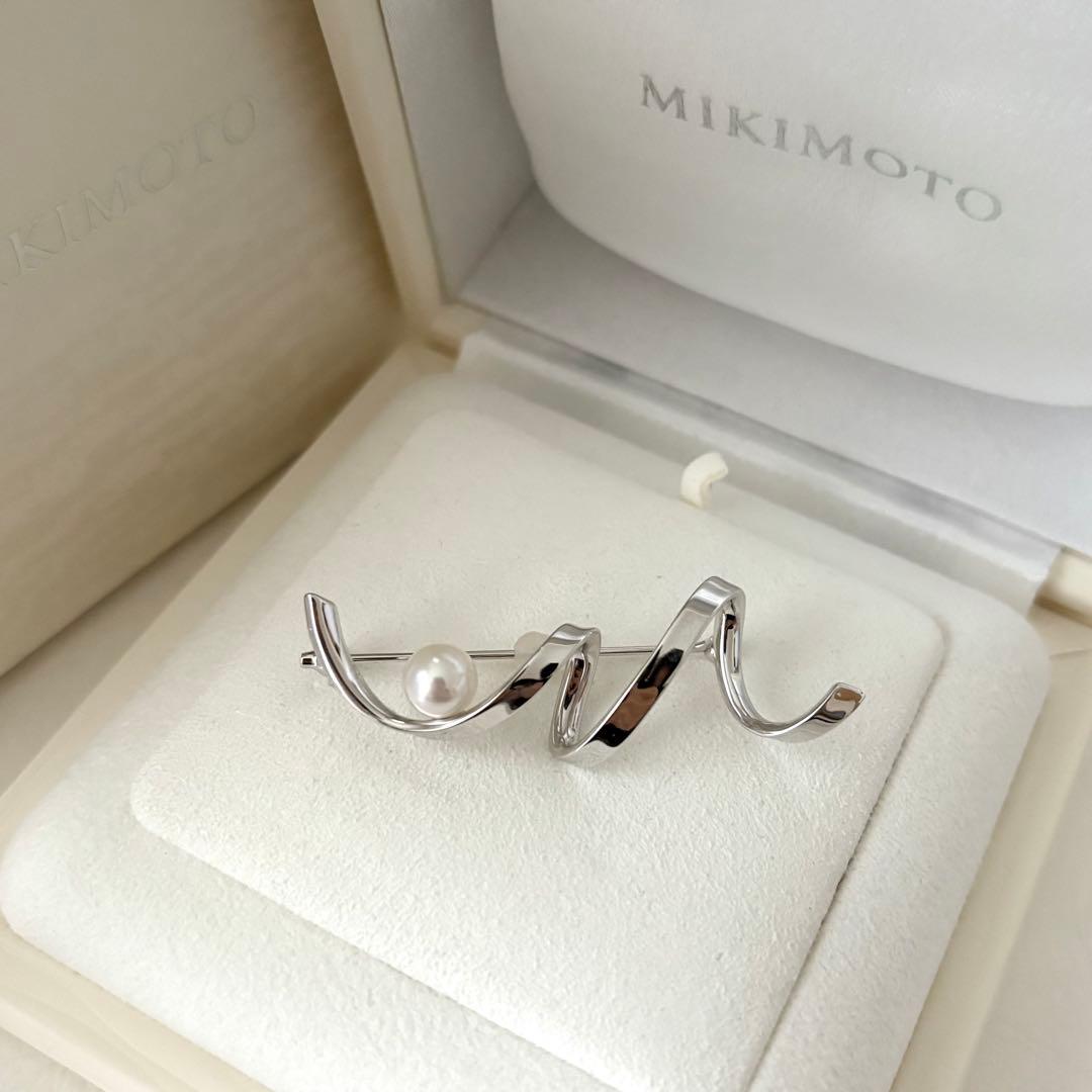 006【ミキモト】シルバー　ブローチ　M パール　約7.1mm