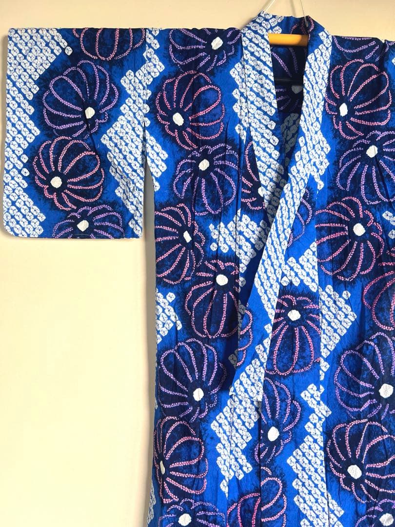 【新品未使用】有松絞り浴衣　水色　しつけ糸付き