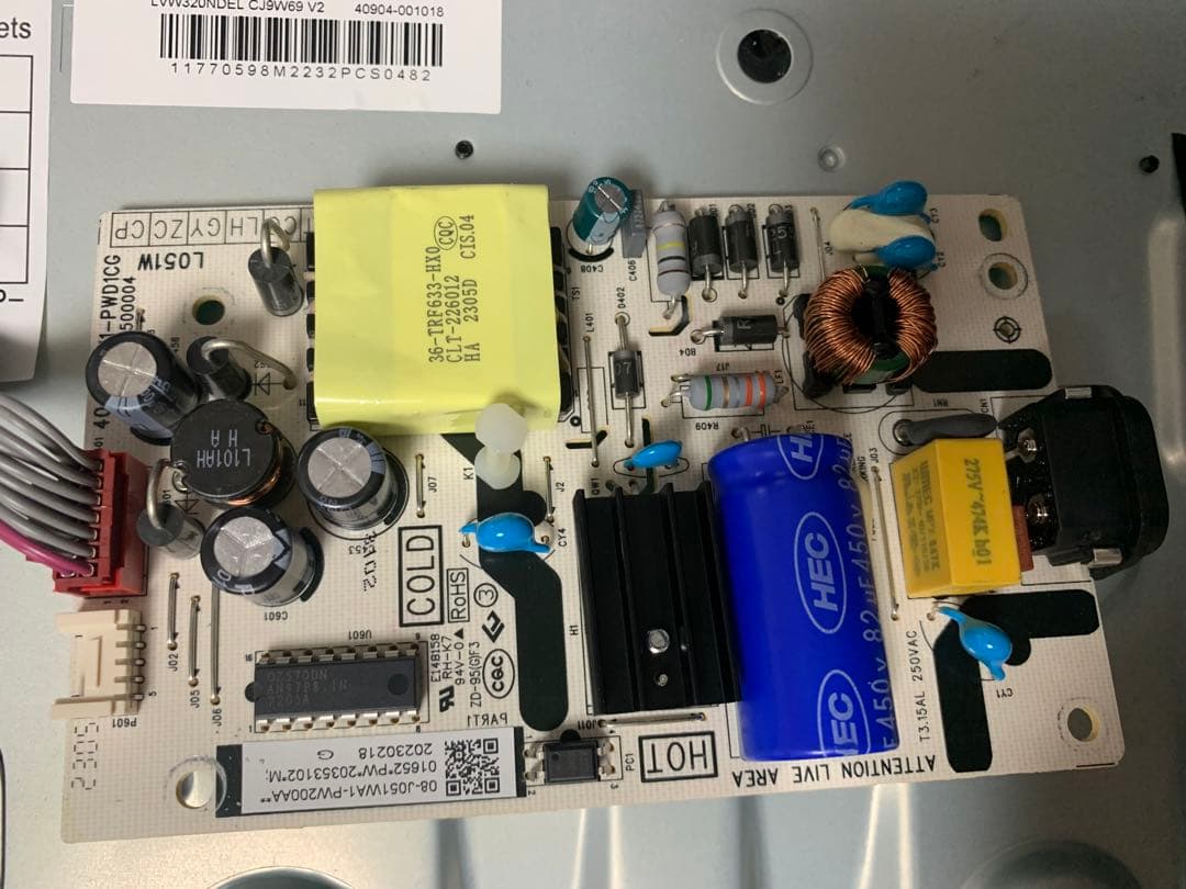 TCL 32V型 ハイビジョン 液晶TV 32S518K基盤セット