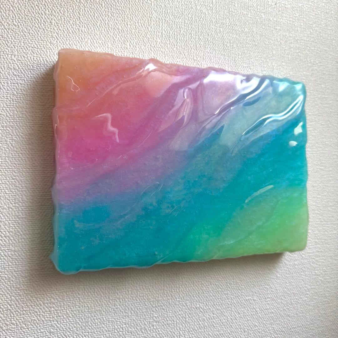 レジンアート　虹×波。　海アート　オーシャンアート　インテリアパネル