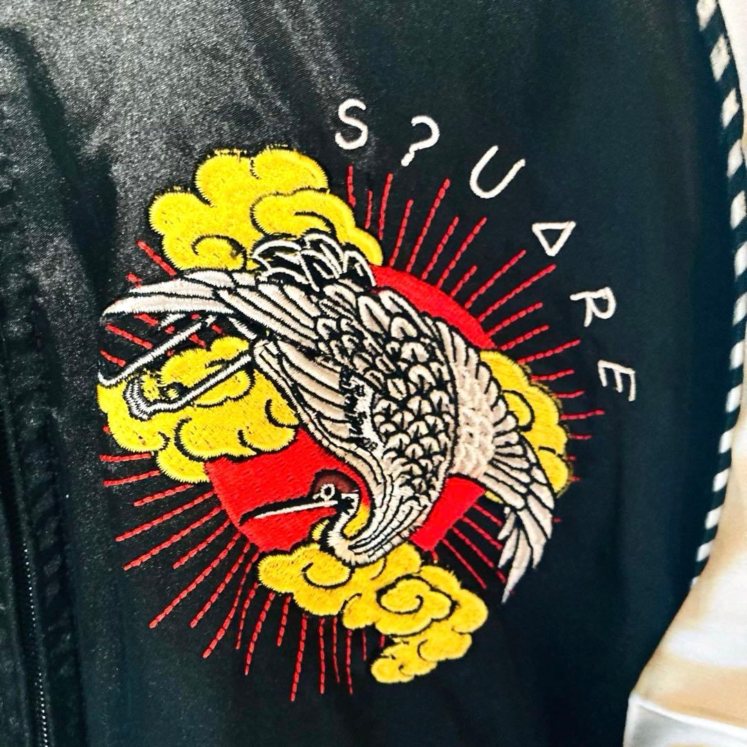 SQUARE スカジャン Japan Lサイズ 鶴 刺繍 和柄 タトゥー サテン