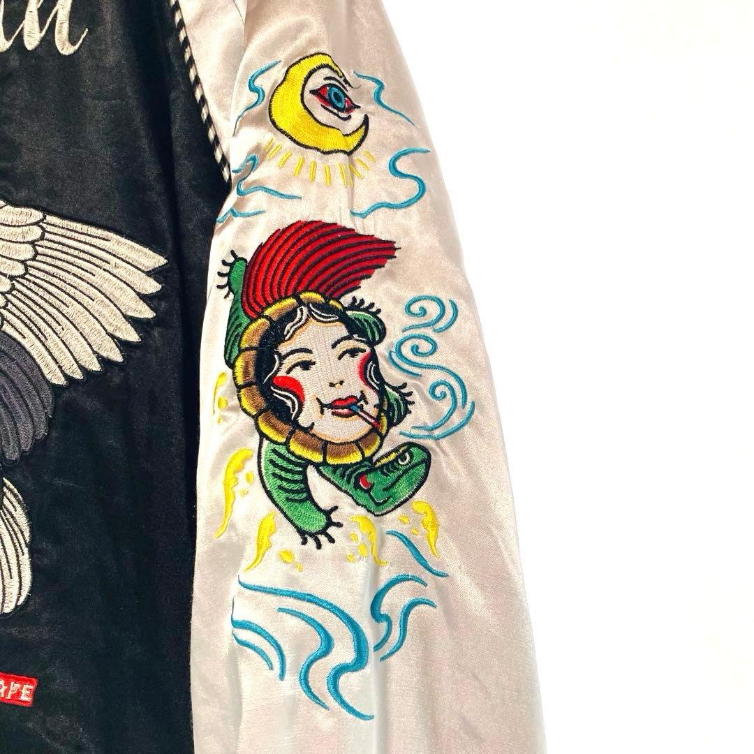 SQUARE スカジャン Japan Lサイズ 鶴 刺繍 和柄 タトゥー サテン