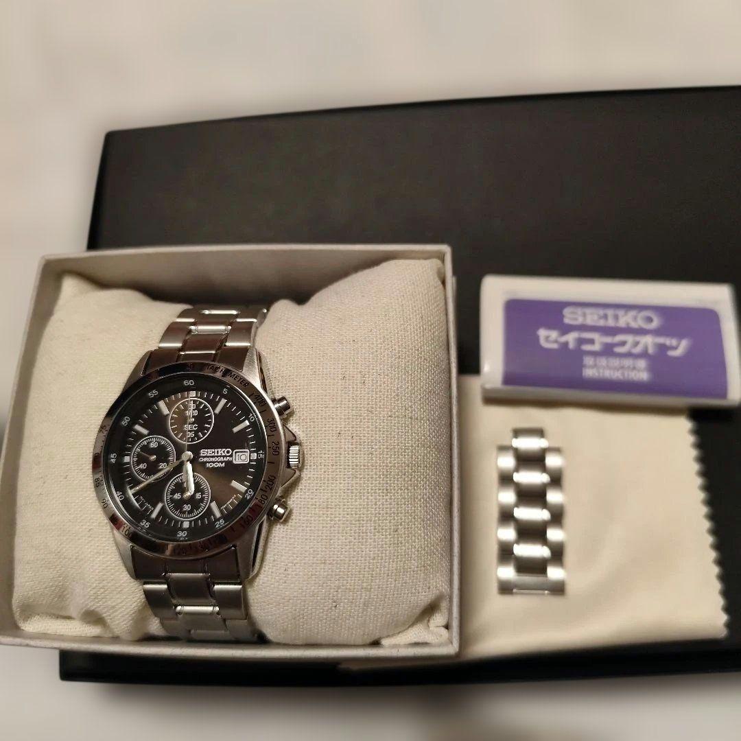 稼働 メンズ SEIKO セイコー クロノグラフ 100M 防水