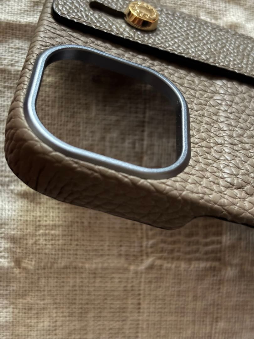 ボナベンチュラ　ハンドル付き バックカバーケース　シュリンクレザー エトープ