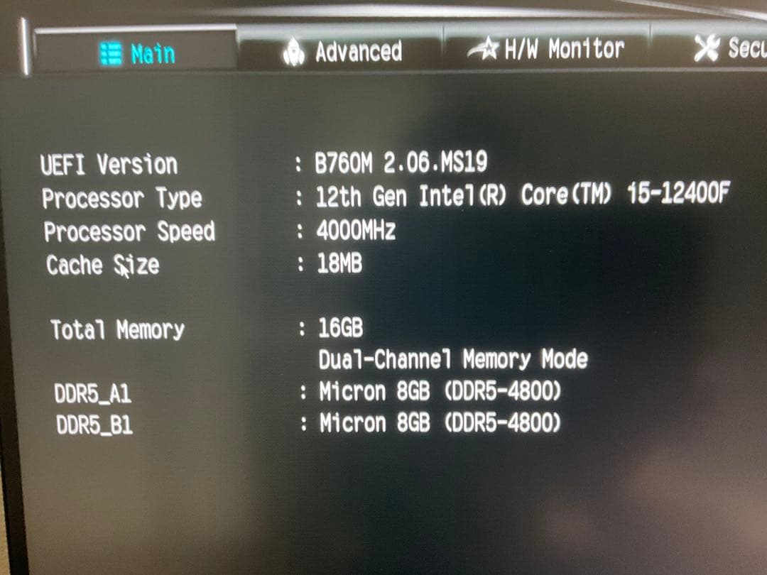 Core i5 12400F+マザーバードセット