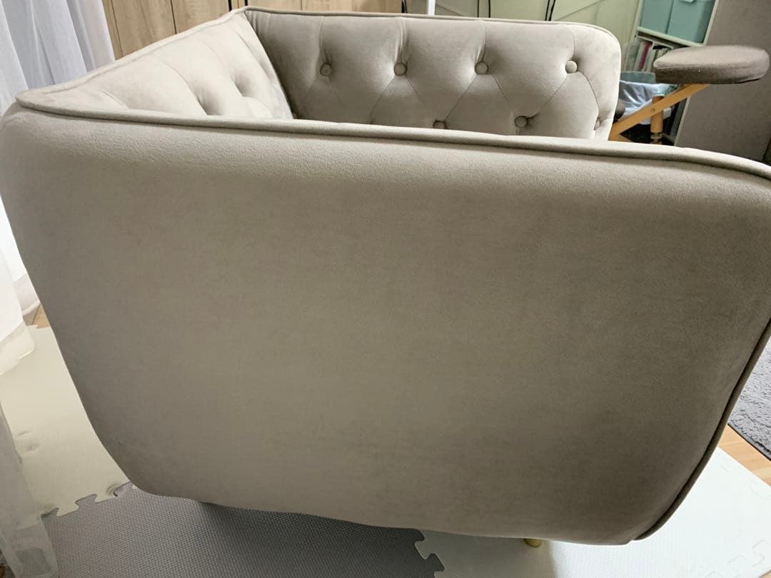 【美品】 可愛い1人掛けソファ ベルベット グレー定価29990円