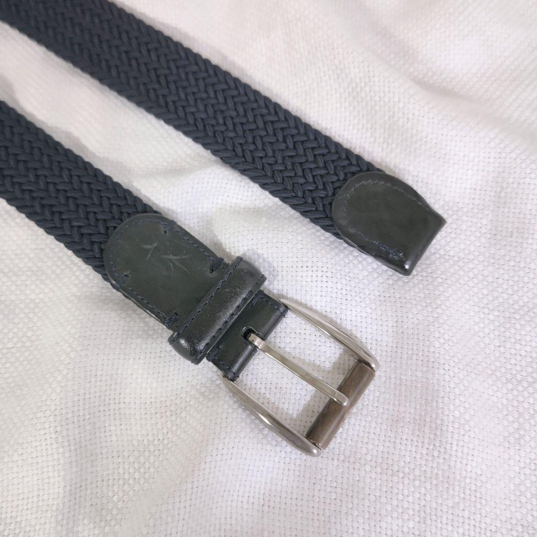 エルメネジルドゼニアErmenegildo Zegna編込メッシュレザーベルト紺