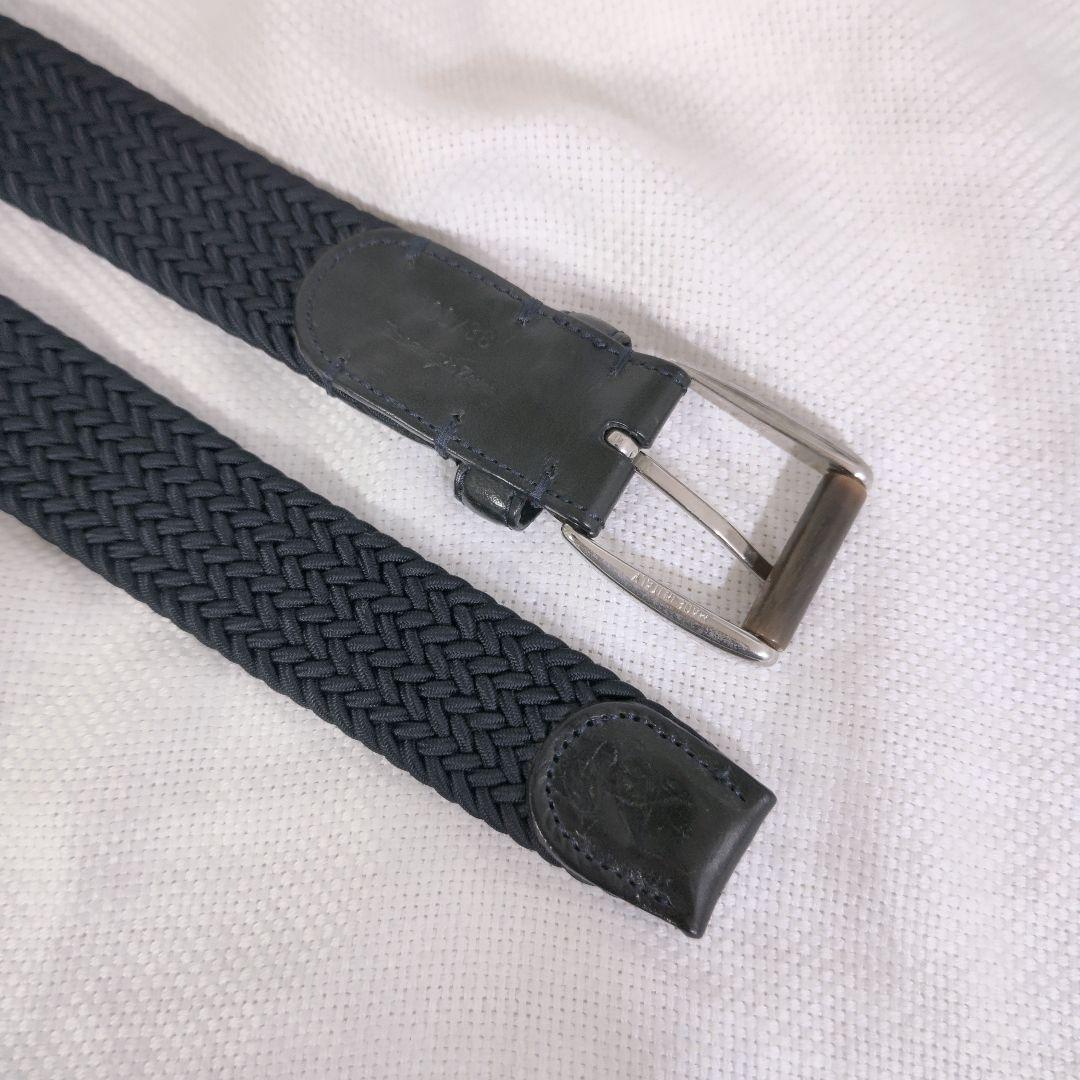 エルメネジルドゼニアErmenegildo Zegna編込メッシュレザーベルト紺