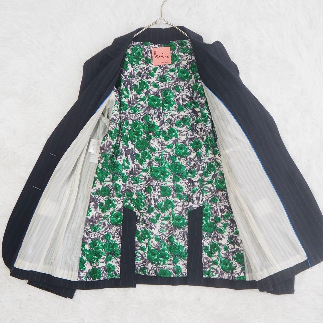 美品 ポールスミス パンツスーツセットアップ 上下 派手裏地 花柄 ストライプ