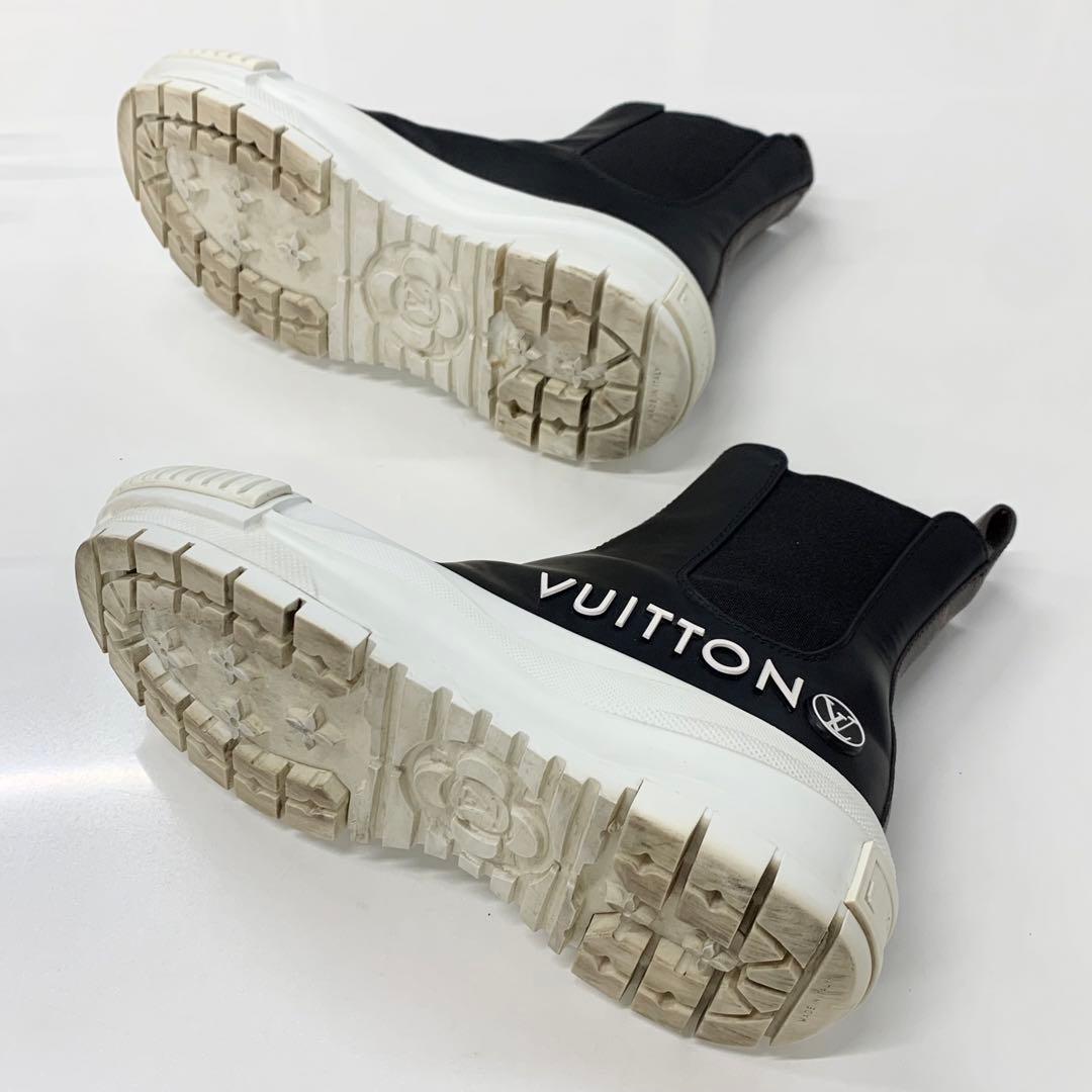 ヴィトン スクァッドライン モノグラム レザー ロゴ サイドゴア アンクルブーツ