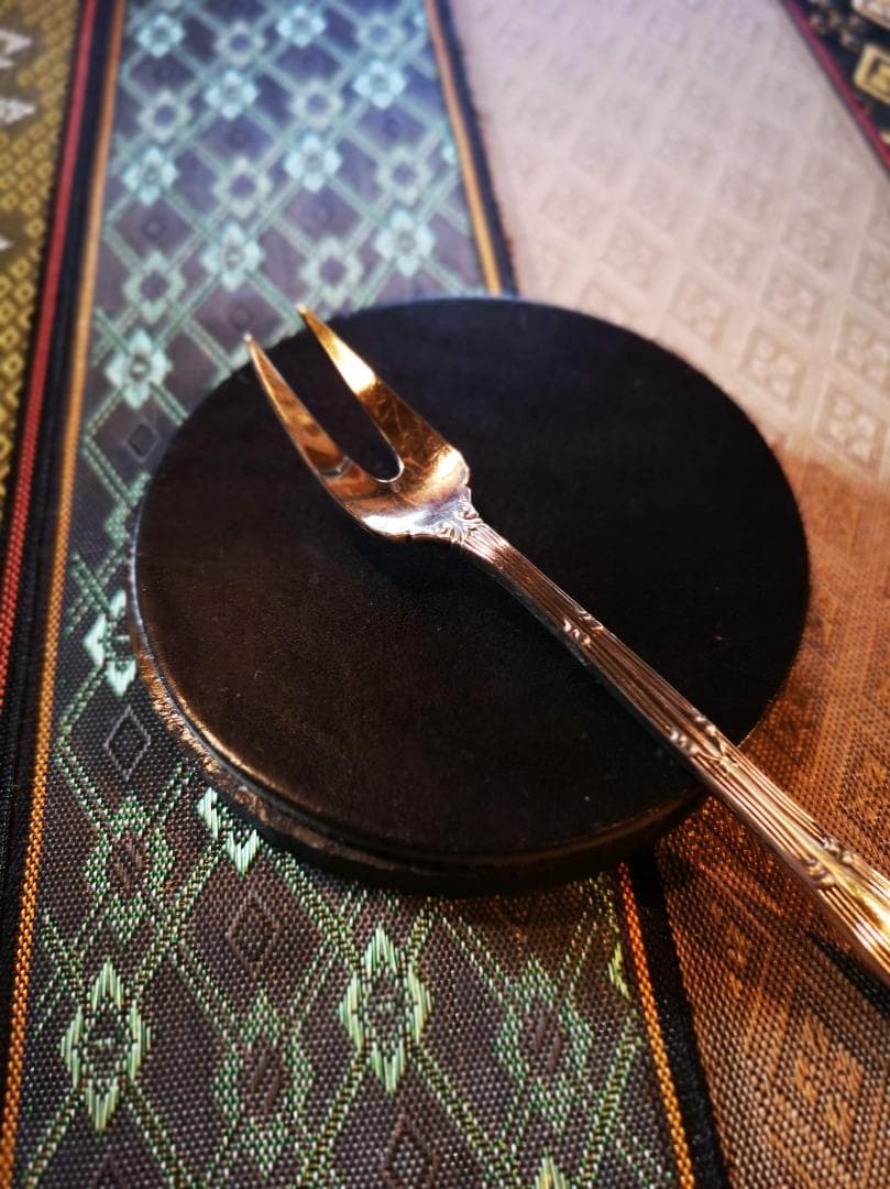 TIFFANY1889銀器フォーク×厚革コースター｜一点物