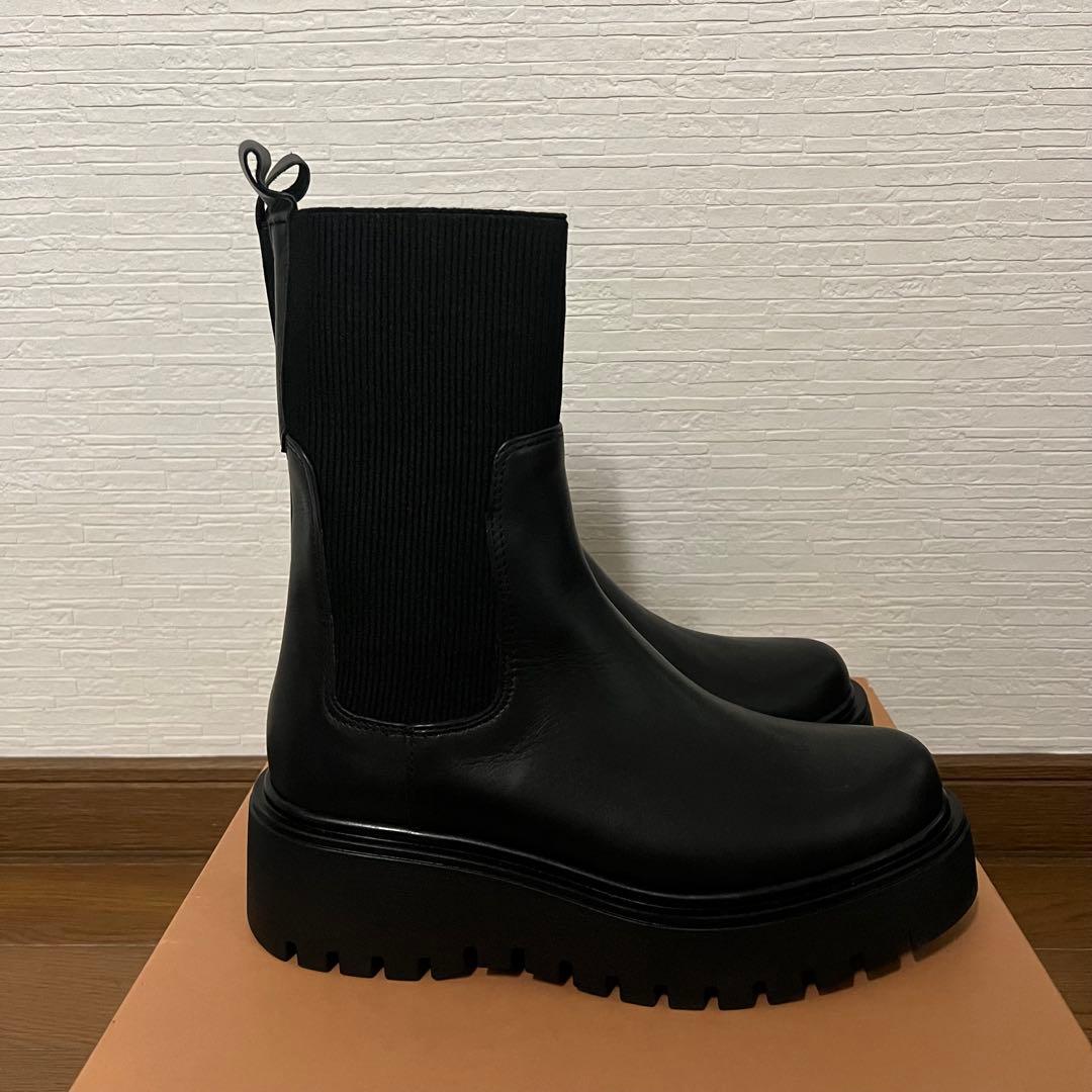 CORSO ROMA 9／サイドゴアリブニットブーツ／ナノユニバース