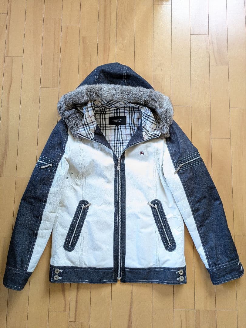 【美品】バーバリーブラックレーベル　ホワイト羊革レザージャケット M