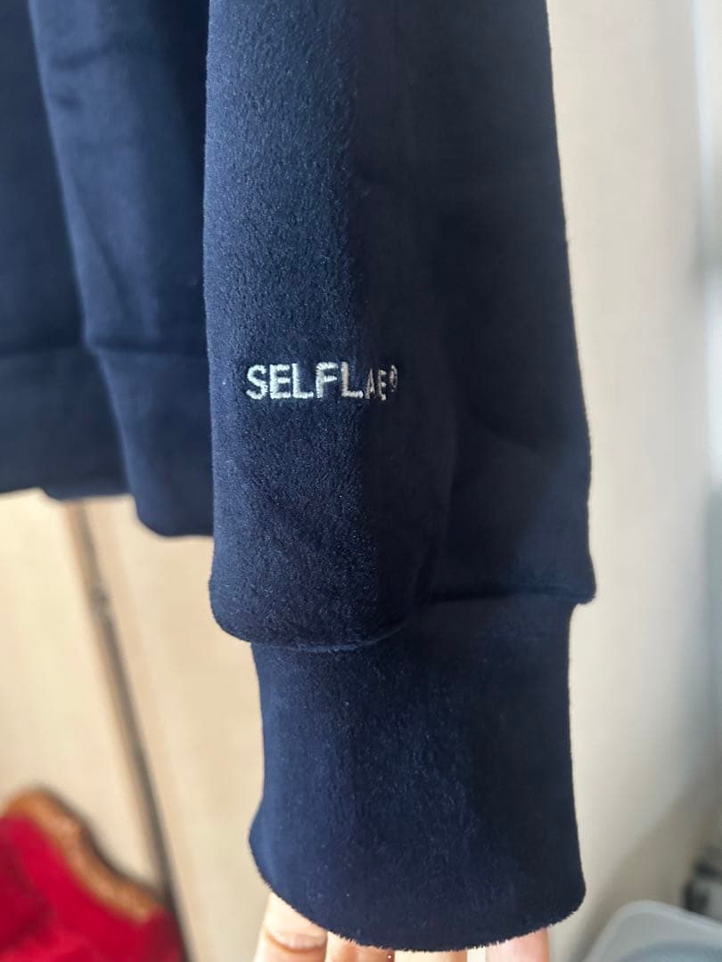 BAKUN ベロア　ロングスリーブクルーネック　ネイビー　S