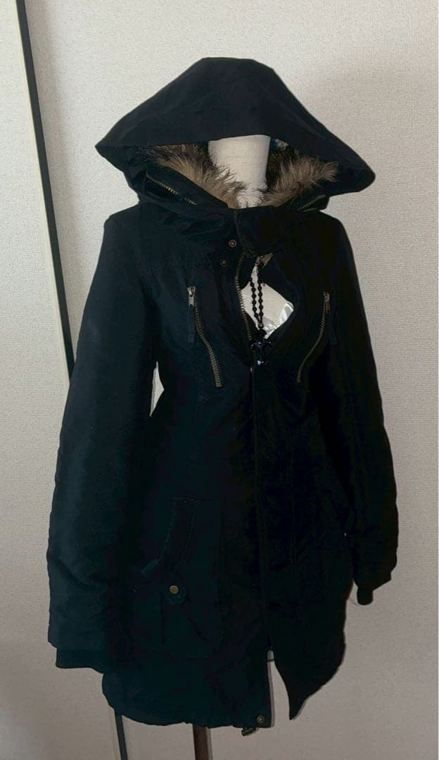 希少00sy2k平成ギャル黒モッズ　ミリタリーフード　ギミックダークコア小悪魔