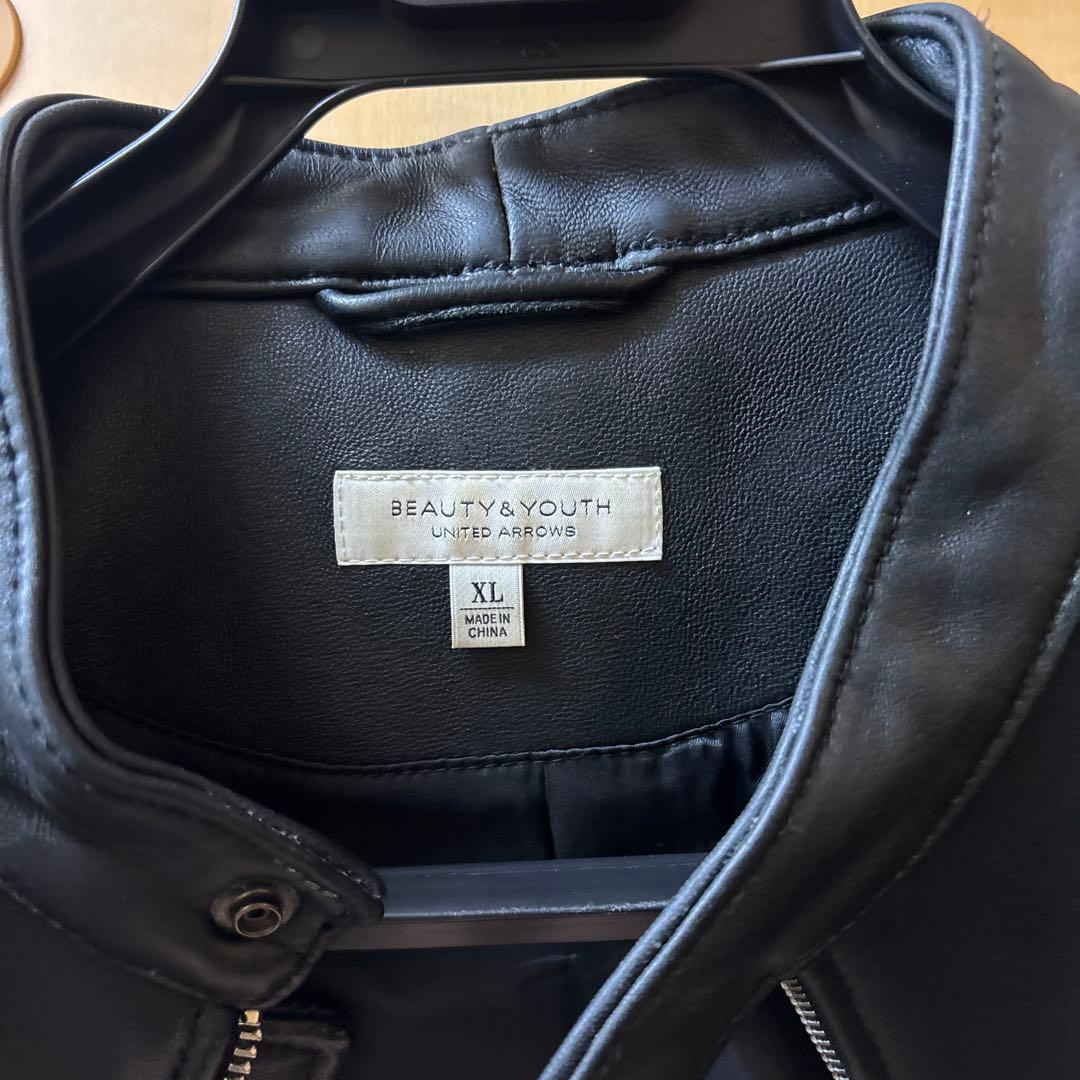 羊革 BEAUTY&YOUTH シングルライダース ブラック XL