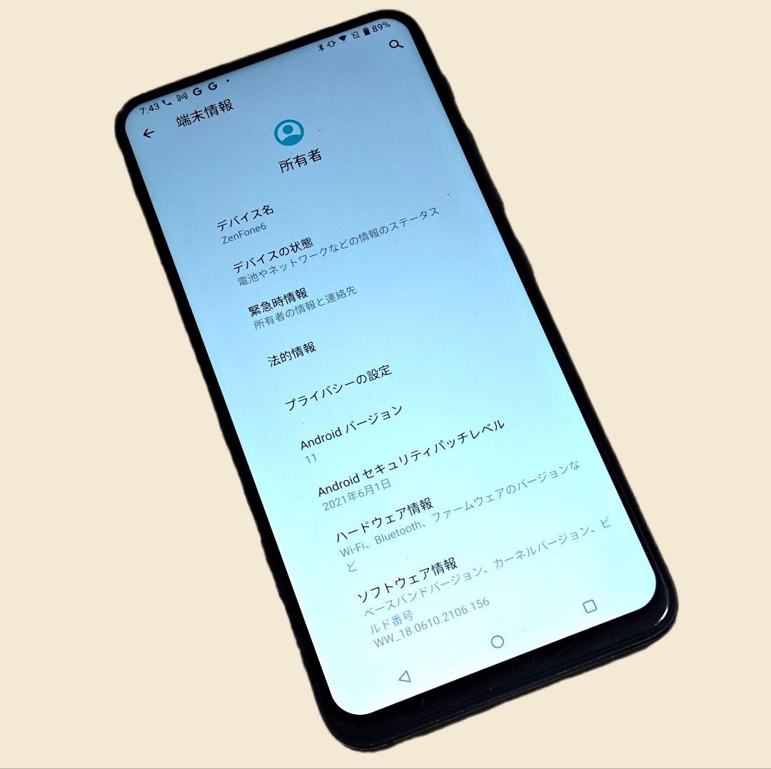 ㉜ASUS ZenFone 6 ZS630KL 128GB ブラック 訳有品