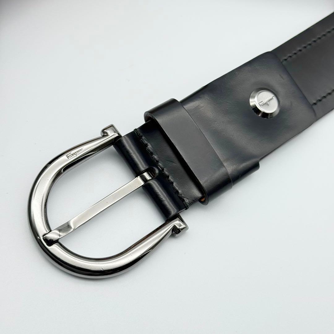 ✨良品✨フェラガモ ベルト ガンチーニ 紳士 本革 シルバー金具 ビジネス