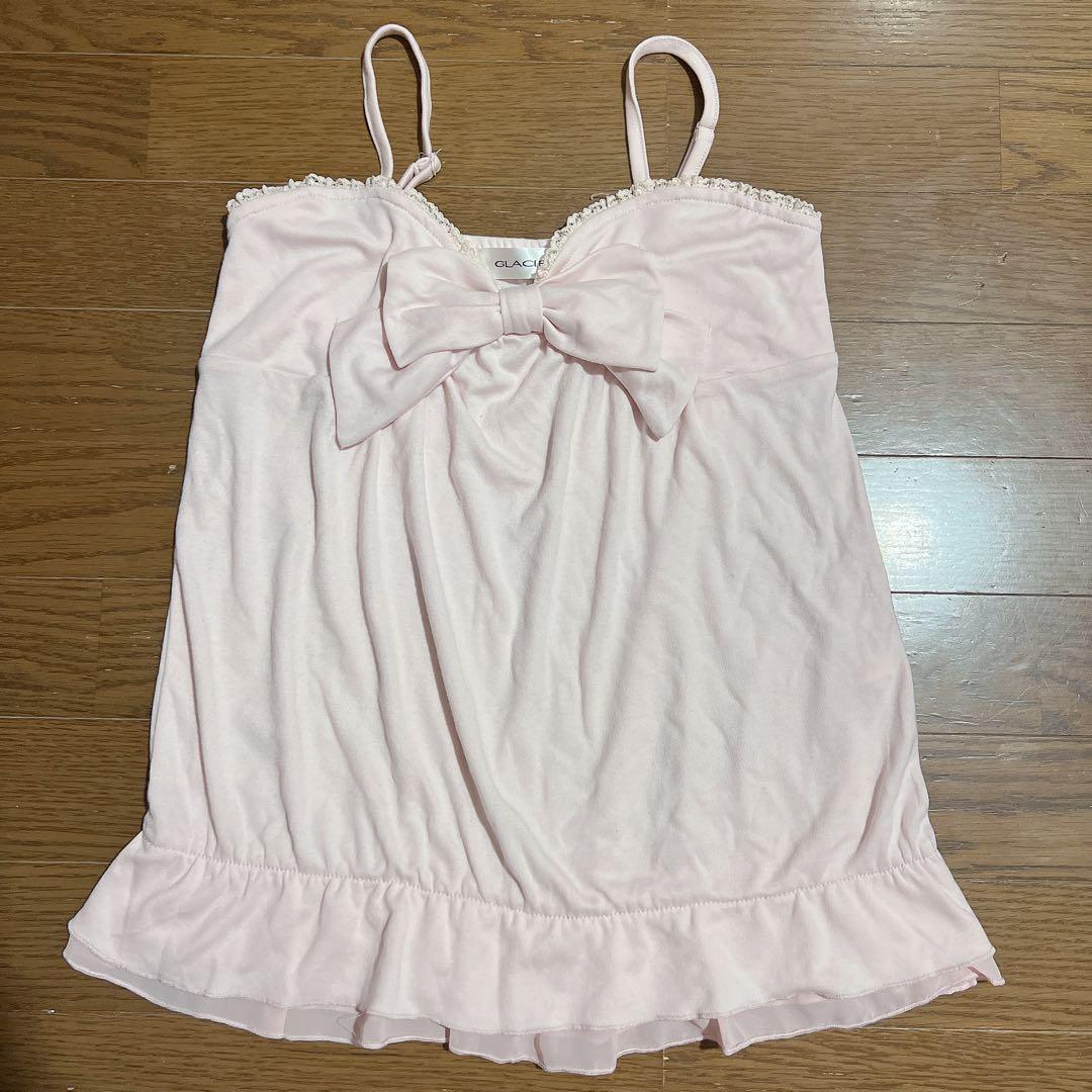 ピンク　フリル　リボン　キャミソール