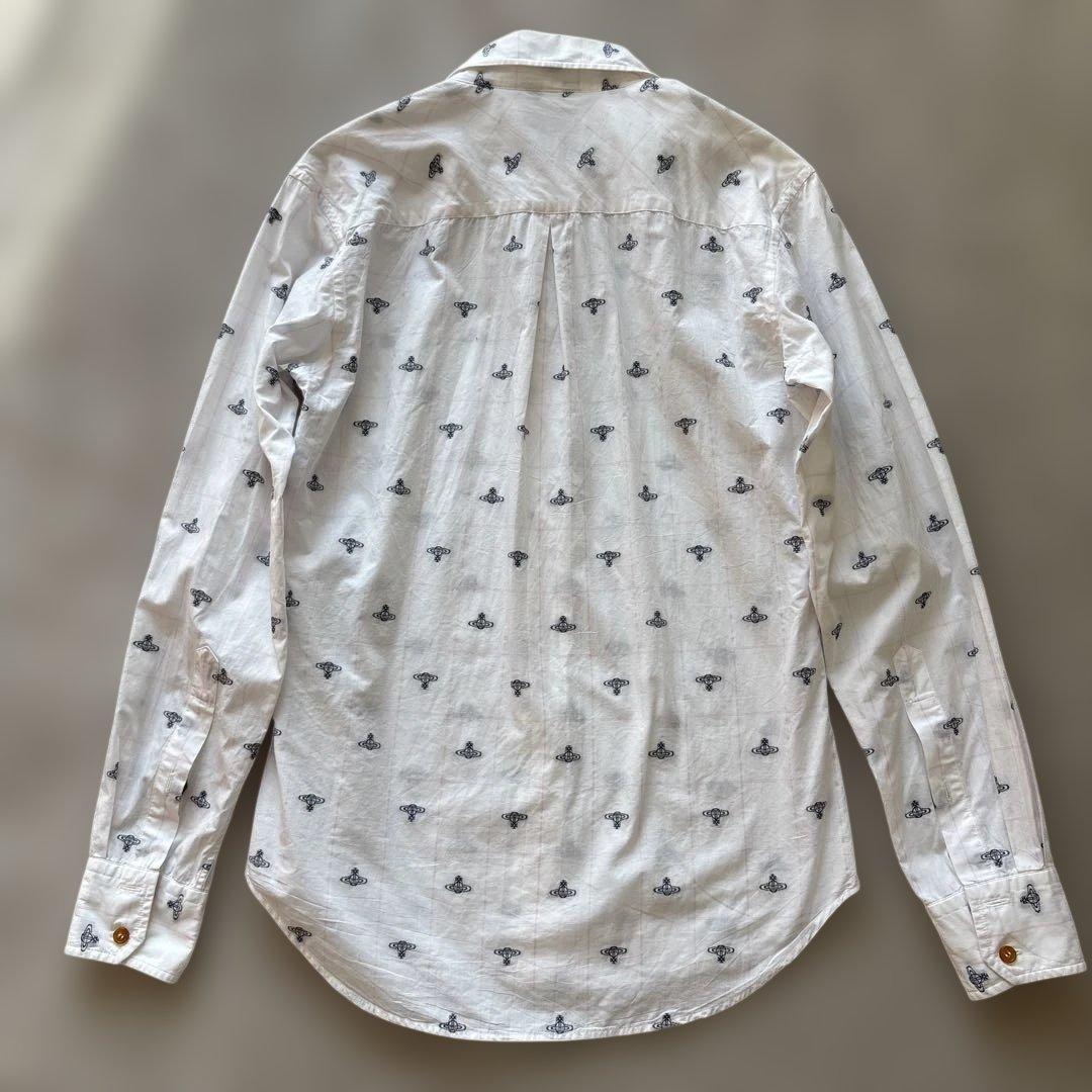 くりマン〜ヴィヴィアンウエストウッドマンM 白　長袖チェックシャツ