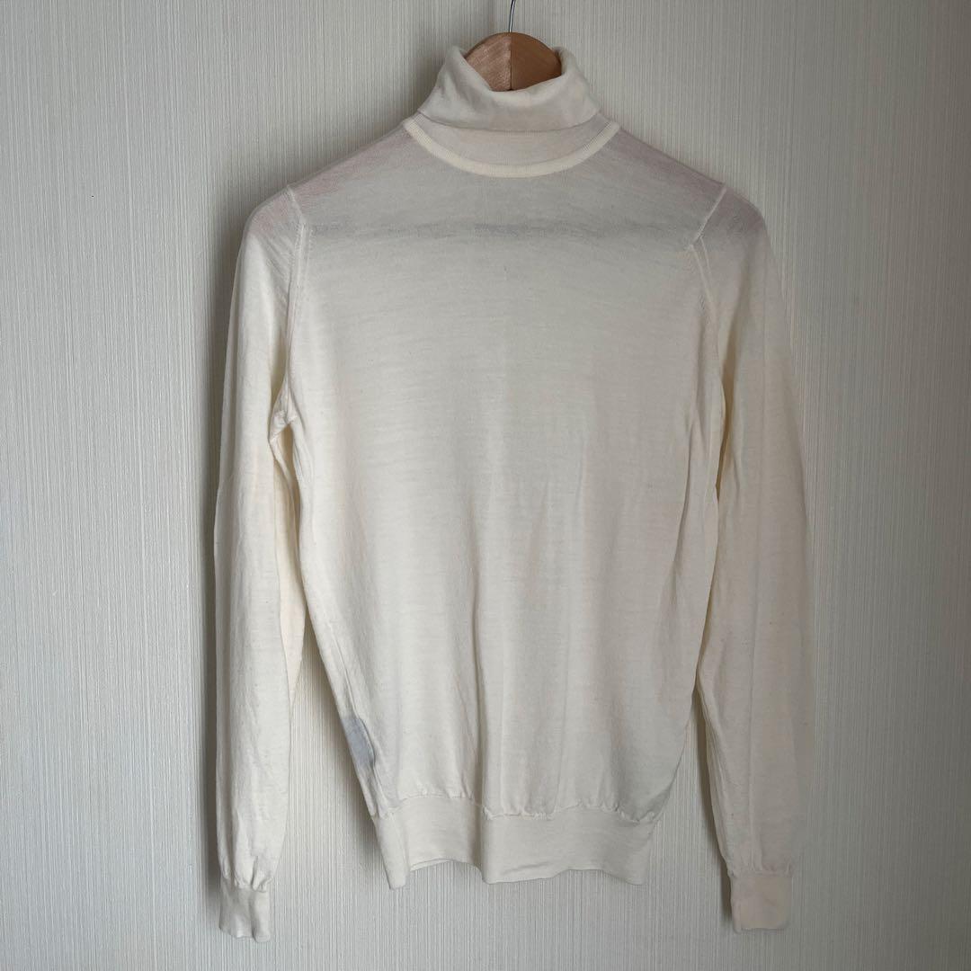 JOHN SMEDLEY ホワイト タートルネックセーター S