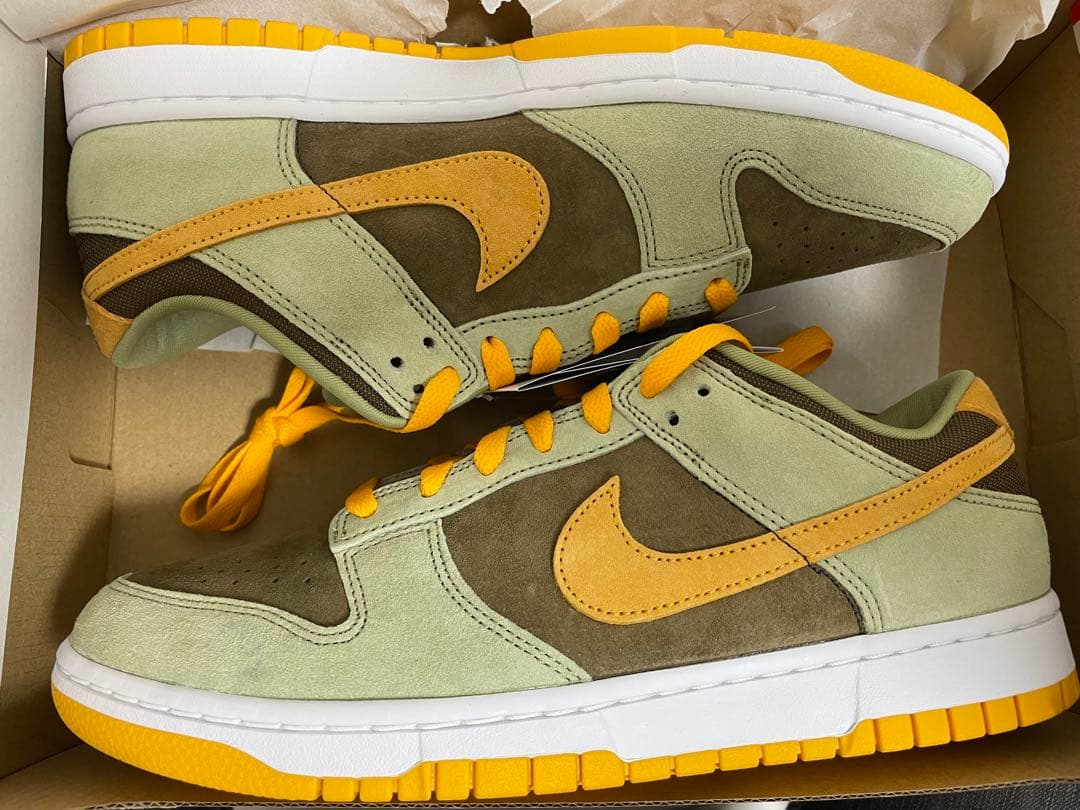 靴 Nike Dunk Low SE 9.5 Dusty Olive/ProGold