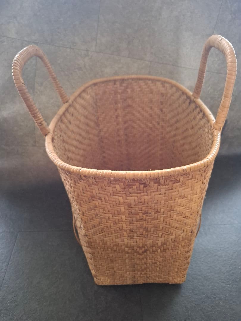 籠バック　竹細工 籠バック アンティーク　竹編バッグ　マルシェバッグ