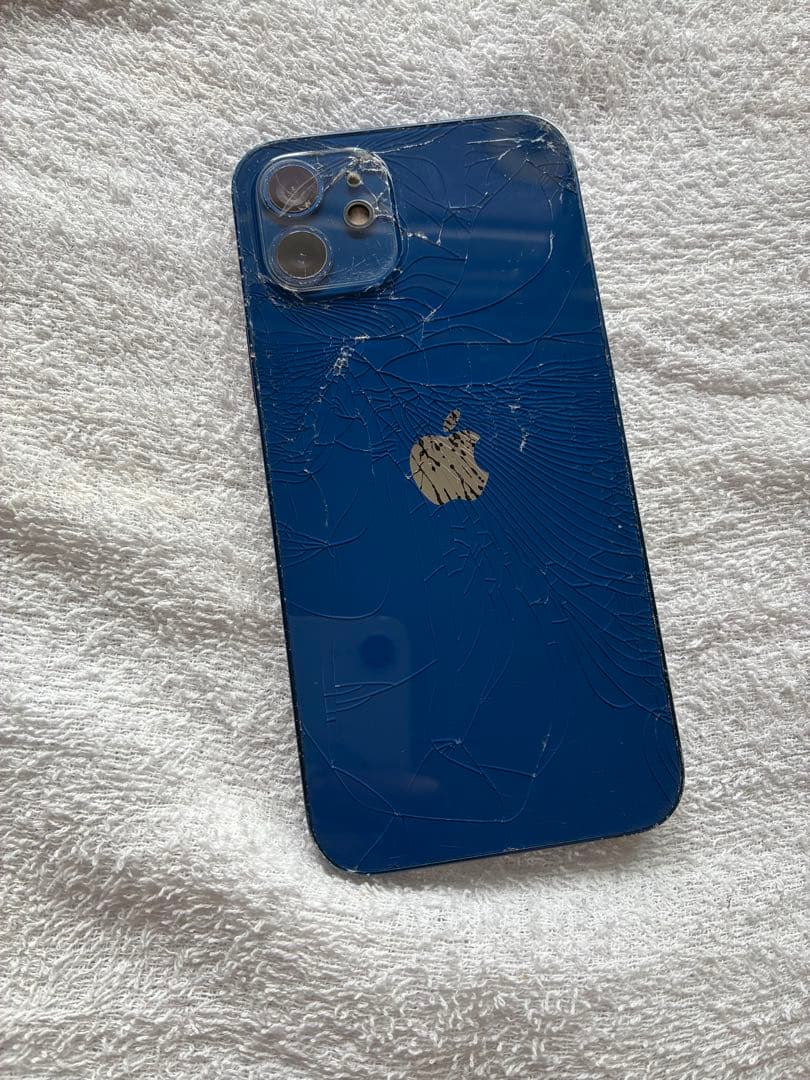 Apple iPhone 12 64GB 本体 青色 画面割れあり