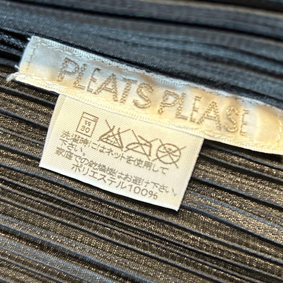 プリーツプリーズ イッセイミヤケ 長袖ブラウス シャツ スカラップ裾 ブラック