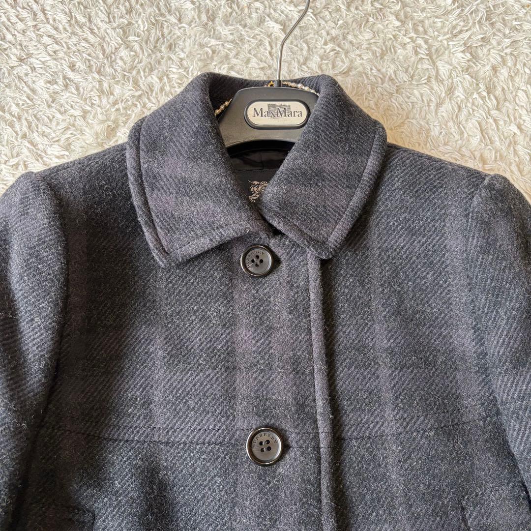 美品✨バーバリーロンドン　ポンチョ風ショートコート　ノバチェック ダークグレー