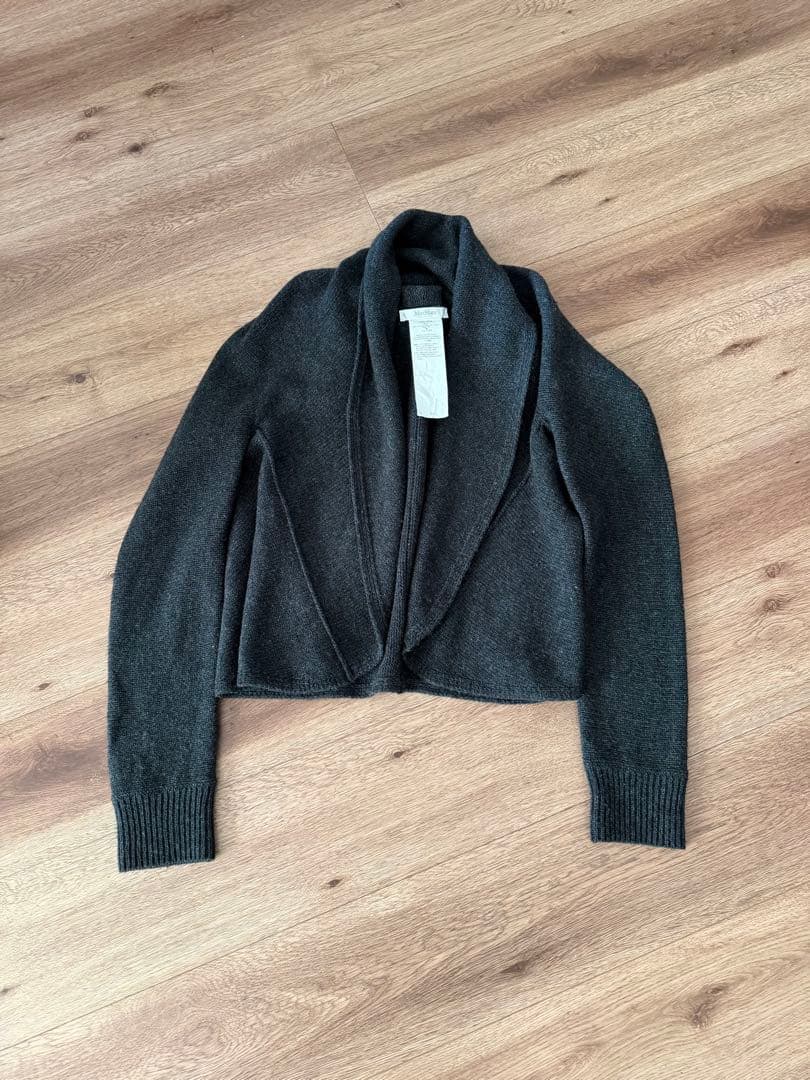 黒いウール混紡カーディガン 長袖