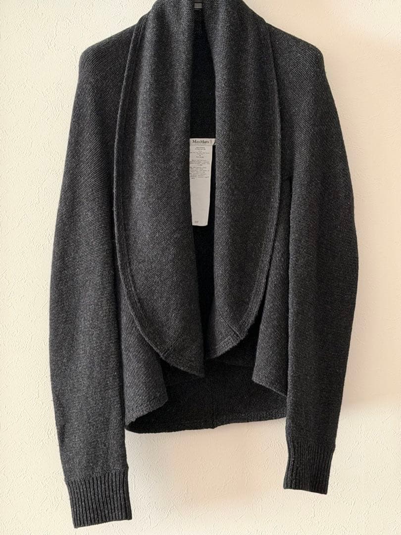 黒いウール混紡カーディガン 長袖