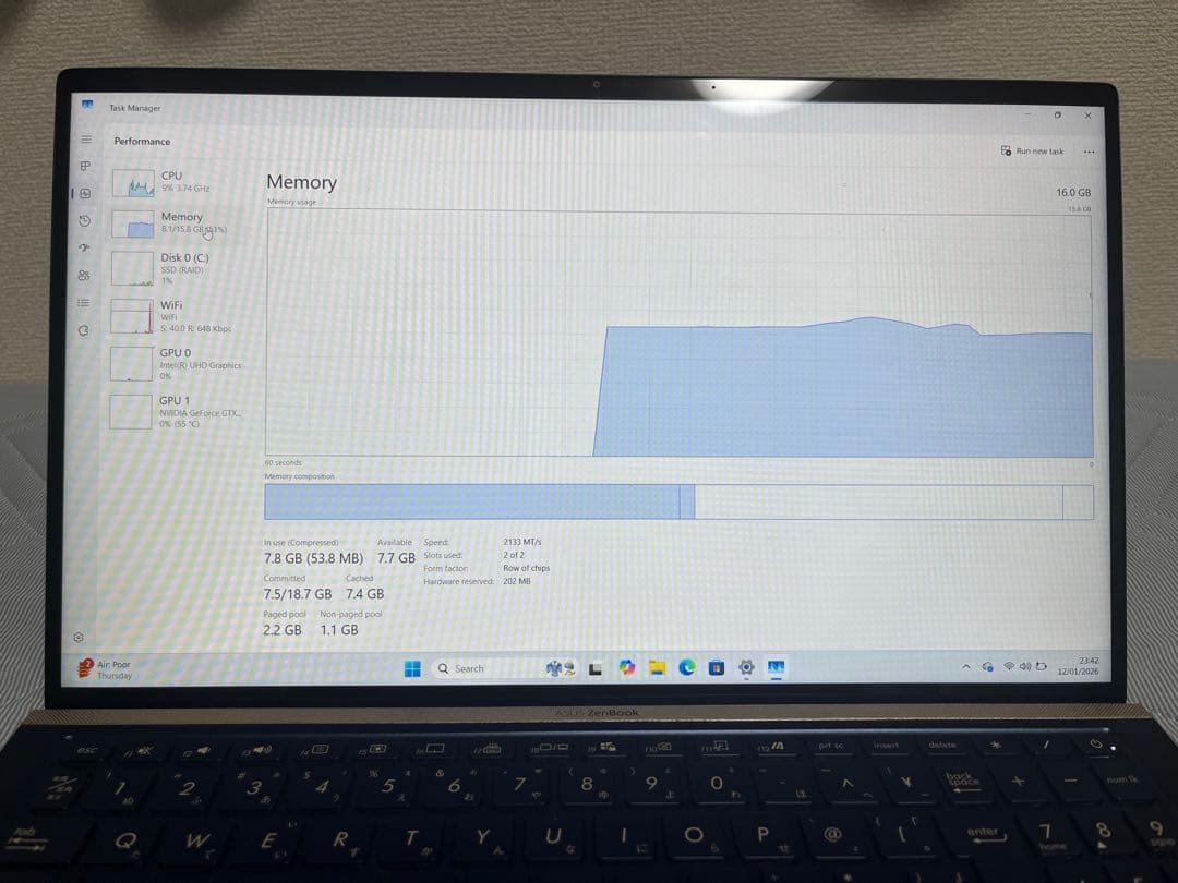 Windowsノート本体 ASUS ZenBook 15