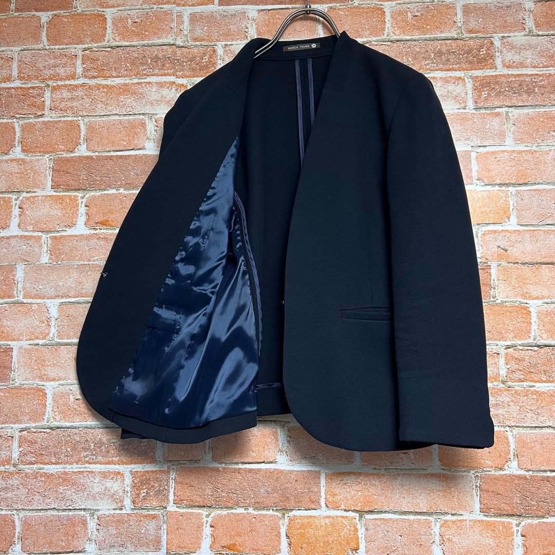 (未使用級)オーカトランク　ノーカラー　コットン　パンツスーツセットアップ　紺色