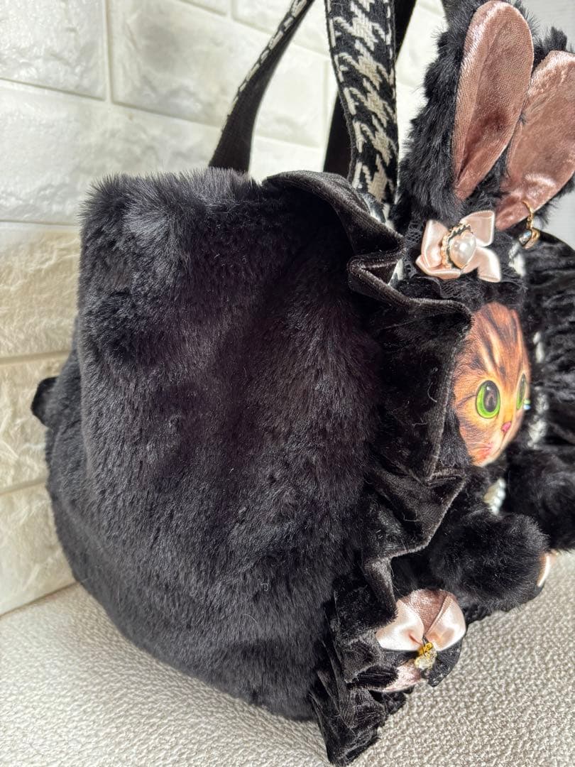 あ*き様 コヤンイサムチョン　ハンドメイド　千鳥格子ファーバッグ　サンダーちゃん