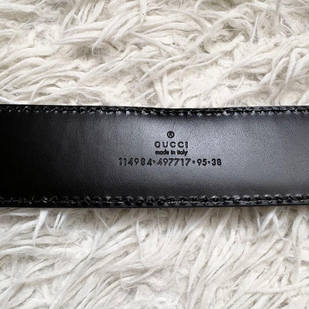 極美品　GUCCI シマ GGバックル レザー ベルト 95/38 114984